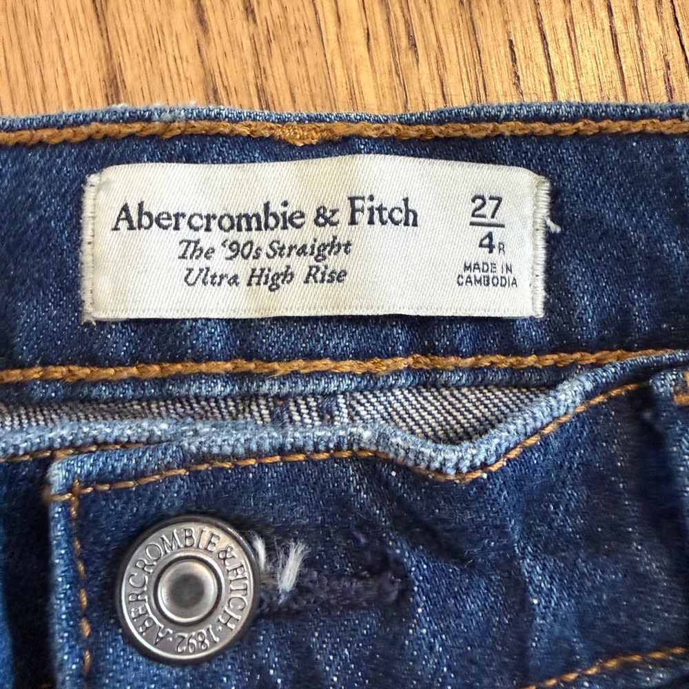 Abercrombie & Fitch Dark Blue High Rise Straight Jeans